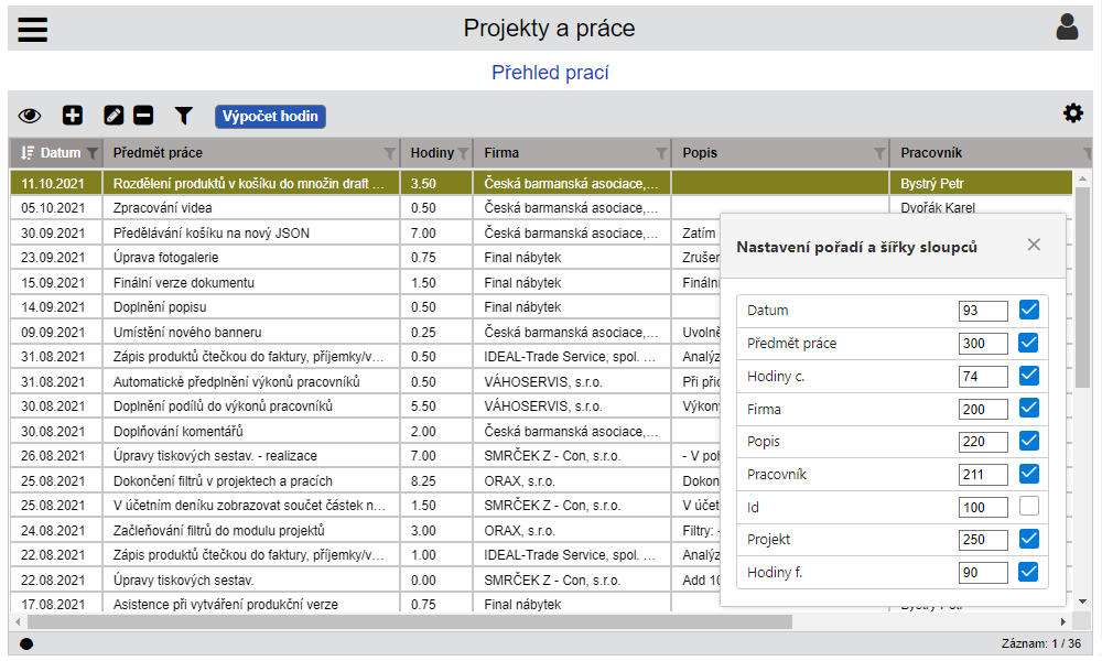 Sledování práce na vašich projektech Sledování práce na vašich projektech