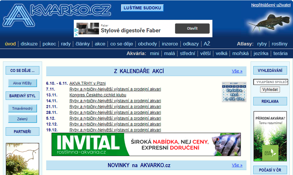 Web pro zájemce o akvaristiku
